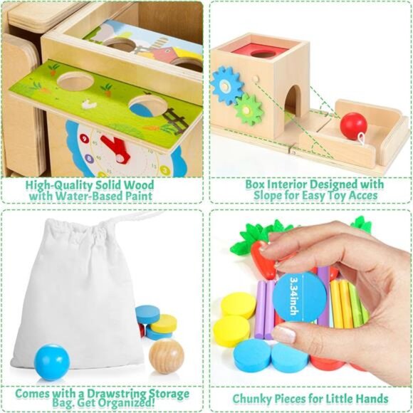 Wooden Montessori Baby Toys, Wooden Play Kit Includes Object Permanent Box - Picture 4 of 7